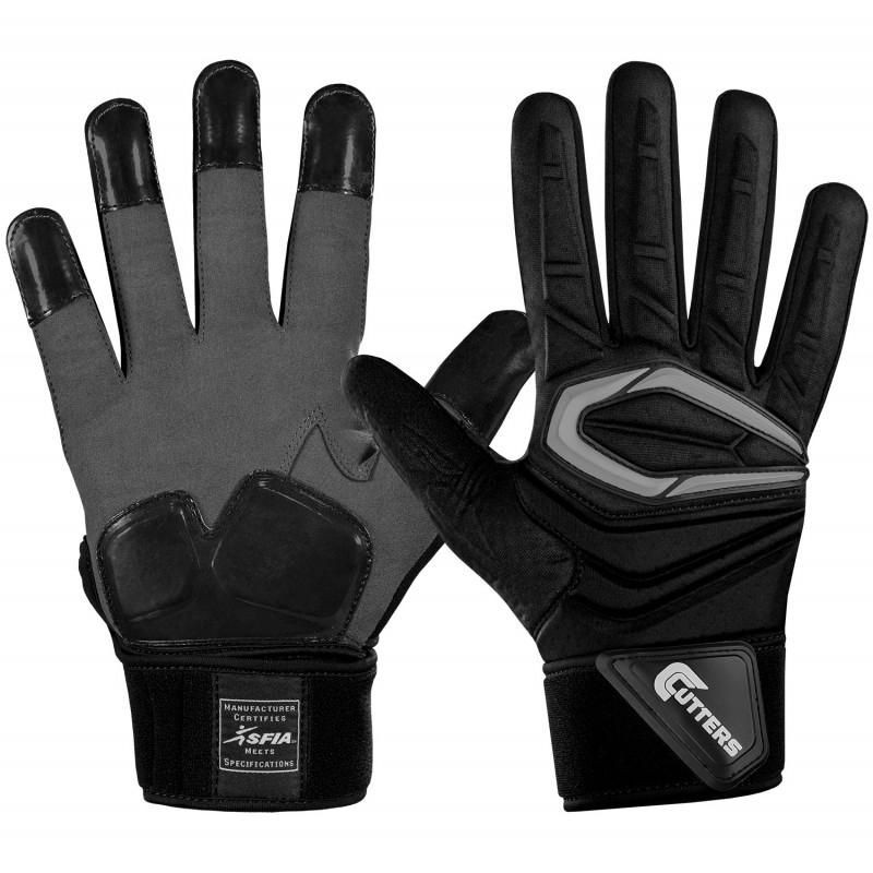 guantes de futbol americano Cutters the Force 2.0 Lineman S931 negro