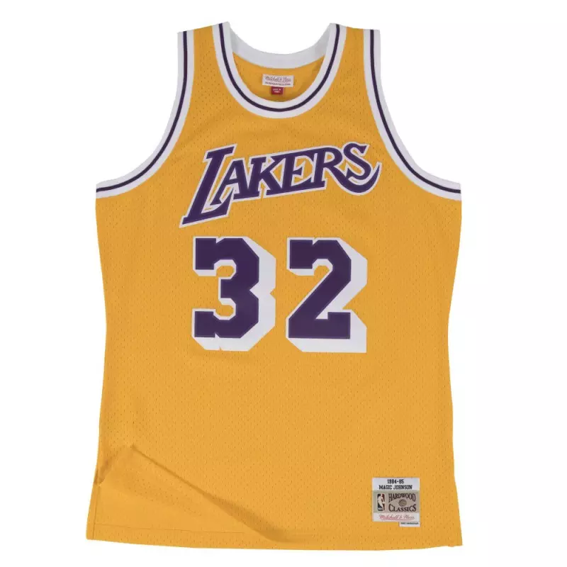 Maillot NBA Magic Johnson Los Angeles Lakers 1984-85 Mitchell & ness Hardwood Classics jaune