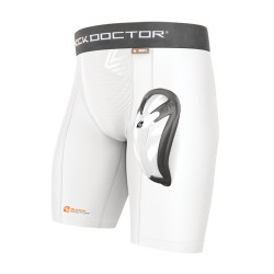 Shock Doctor Short compression with Bioflex cup Blanco