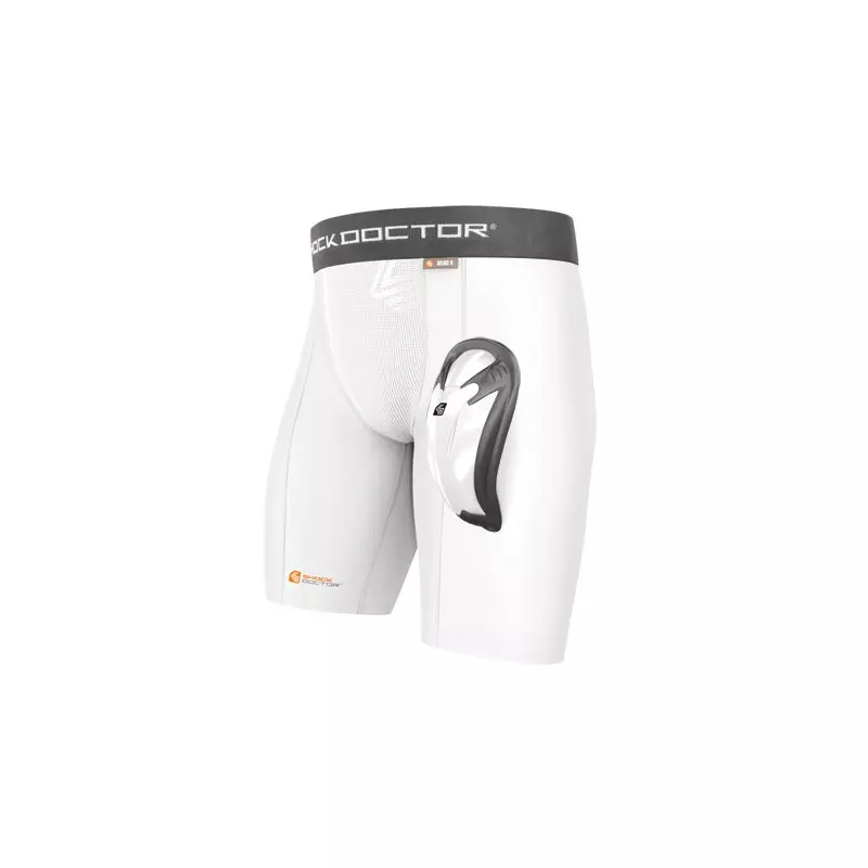 Shock Doctor Short compression with Bioflex cup Blanco