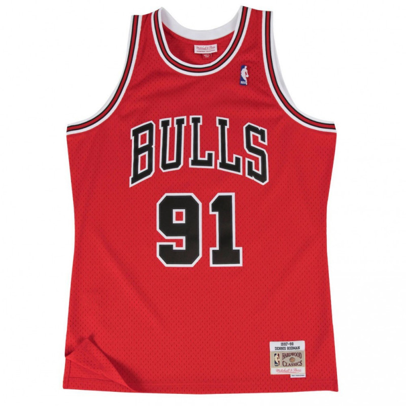 Maillot NBA Dennis Rodman Chicago Bulls 1997-98 Mitchell & ness Hardwood Classics Rouge