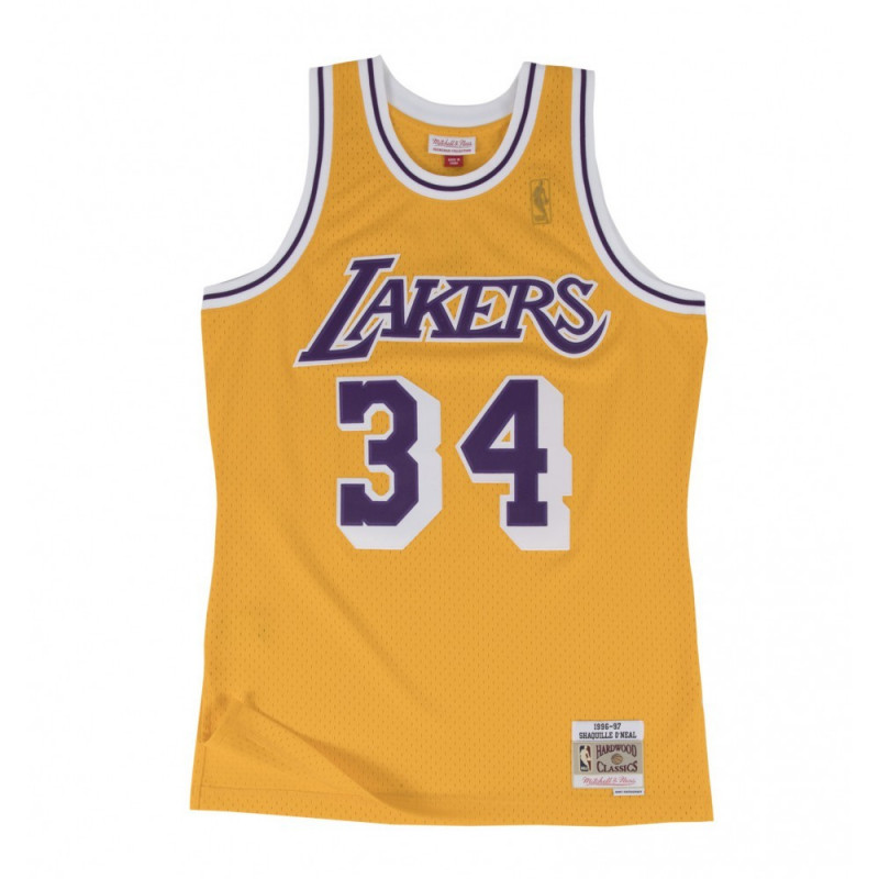 Maillot NBA Shaquille O'Neal Los Angeles Lakers 1996-97 Mitchell & ness Hardwood Classics jaune