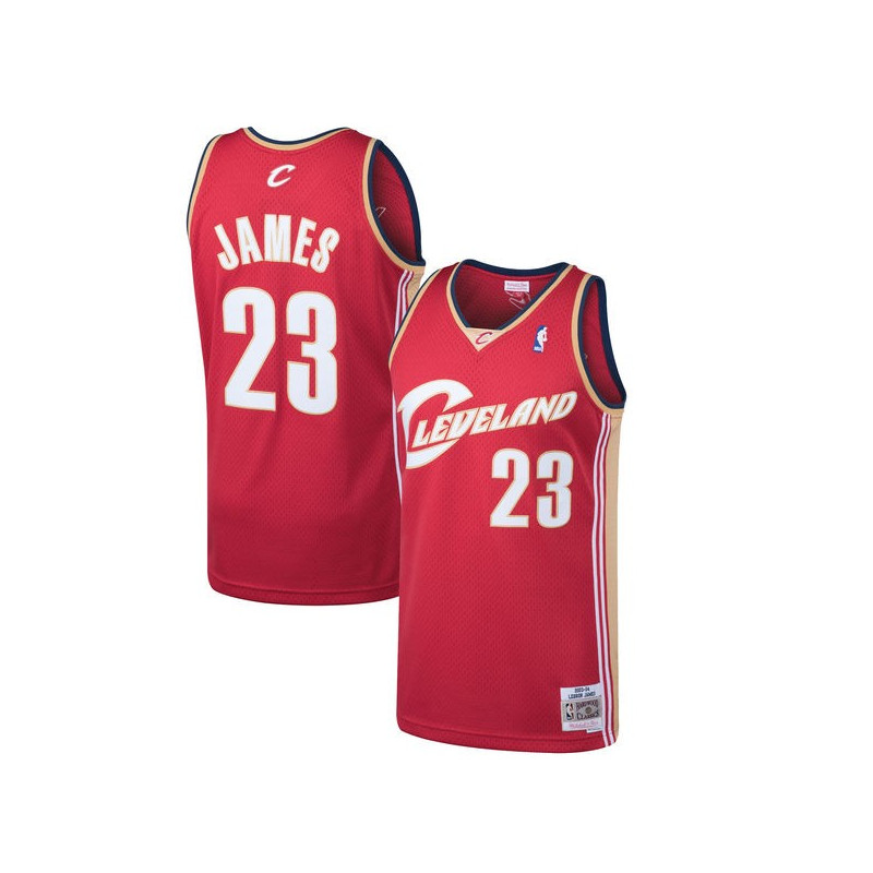 Maillot NBA Lebron James Cleveland Cavaliers 2003-04 Mitchell & Ness Hardwood Classics Pour enfant Rouge Maillot NBA Lebron James Cleveland Cavaliers 2003-04 Mitchell & Ness Hardwood Classics Pour enfant Rouge