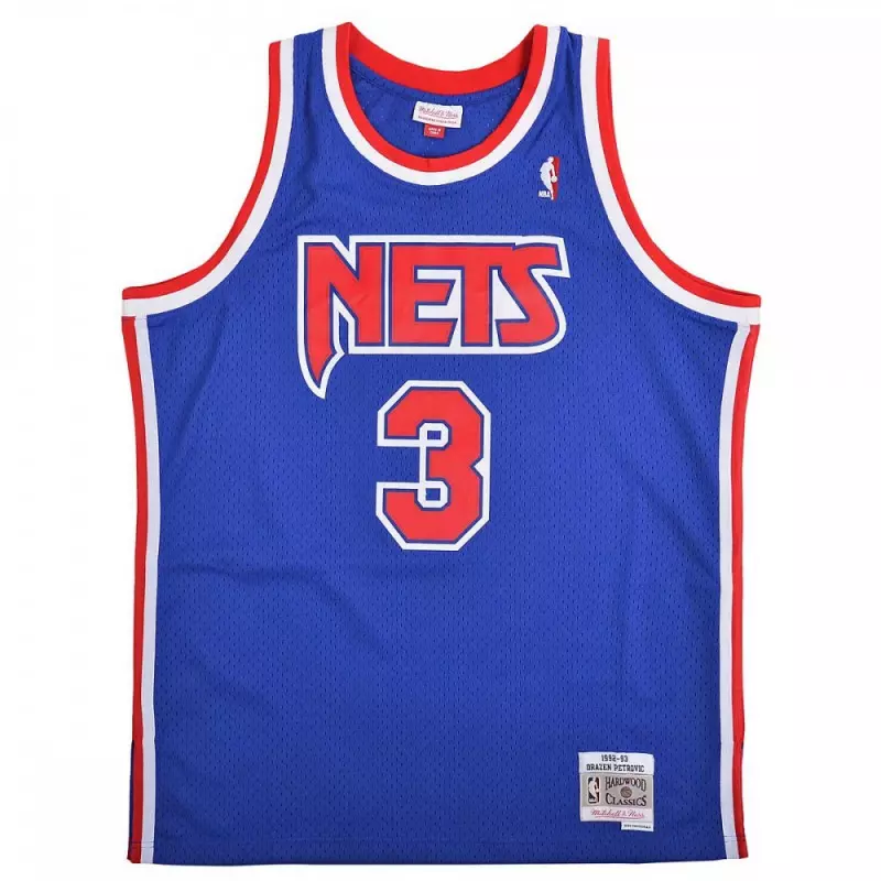 Traje de baloncesto Swingman Dražen Petrović New Jersey Nets 1992-93 de NBA Clásicos de madera dura Mitchell & ness Azul