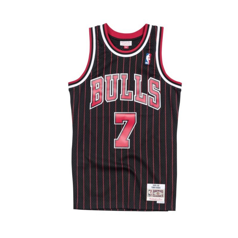 Maillot NBA Tony Kukoc Chicago Bulls 1995-96 Mitchell & ness Hardwood Classics Noir rayé