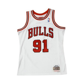 BA84SM-CBU-W-C8P_Maillot NBA Dennis Rodman Chicago Bulls 1995-96 Mitchell & ness Hardwood Classic Swingman Blanc
