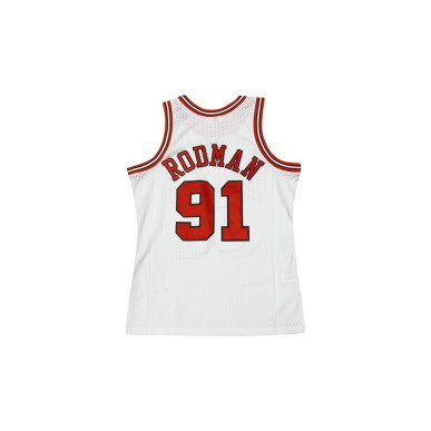 BA84SM-CBU-W-C8P_Maillot NBA Dennis Rodman Chicago Bulls 1995-96 Mitchell & ness Hardwood Classic Swingman Blanc