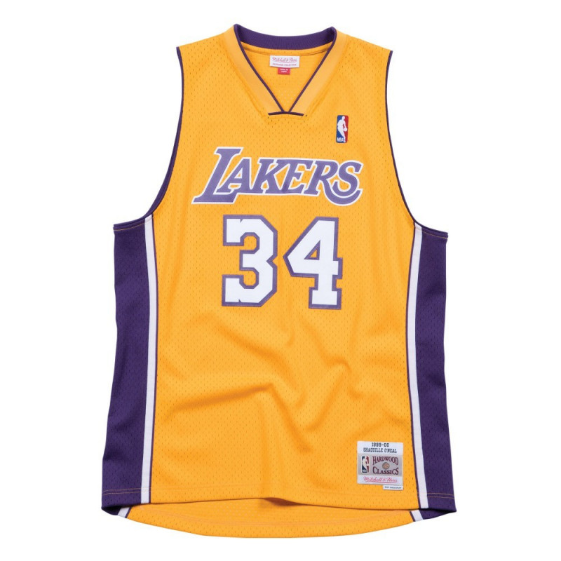 BA84QV-LAL-D_Maillot NBA swingman Shaquille O'Neal Los Angeles Lakers Hardwood Classics Mitchell & ness jaune