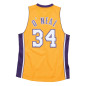 Maillot NBA Shaquille O'Neal Los Angeles Lakers 1999-00 Mitchell & ness Hardwood Classic swingman jaune Maillot NBA Shaquille O'Neal Los Angeles Lakers 1999-00 Mitchell & ness Hardwood Classic swingman jaune