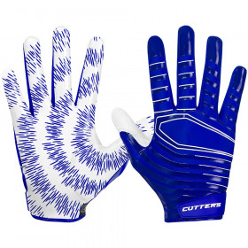 Gants de football américain Cutters S252 Rev 3.0 Bleu pour receveur