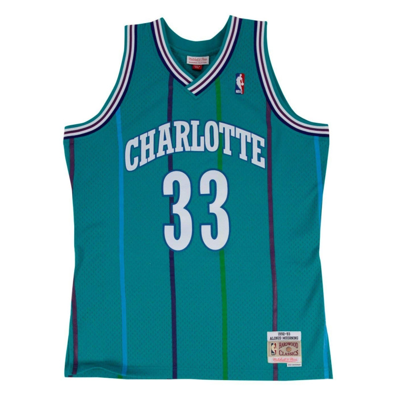 Camiseta NBA Alonzo Mourning Charlotte Hornets 1992-93 Mitchell & Ness Hardwood Classic Swingman Azul Camiseta NBA Alonzo Mourning Charlotte Hornets 1992-93 Mitchell & Ness Hardwood Classic Swingman Azul