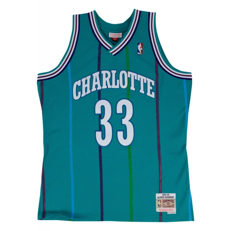 353J-3CT-FGYA5J-CHAHOR_Maillot NBA Alonzo Morning Charlotte Hornets 1992-93 Mitchell & ness Hardwood Classic swingman Bleu