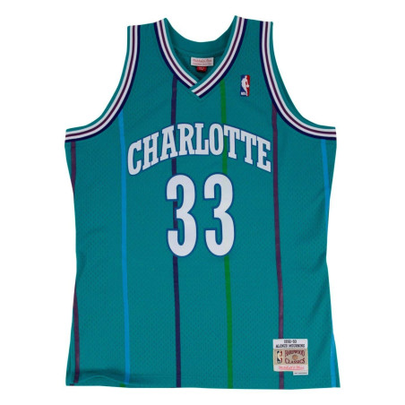Camiseta NBA Alonzo Mourning Charlotte Hornets 1992-93 Mitchell & Ness Hardwood Classic Swingman Azul