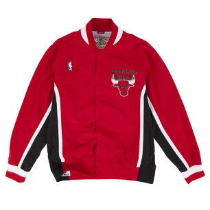 Men's Mitchell & Ness Warm Up Authentic Jacket NBA Chicago Bulls Red