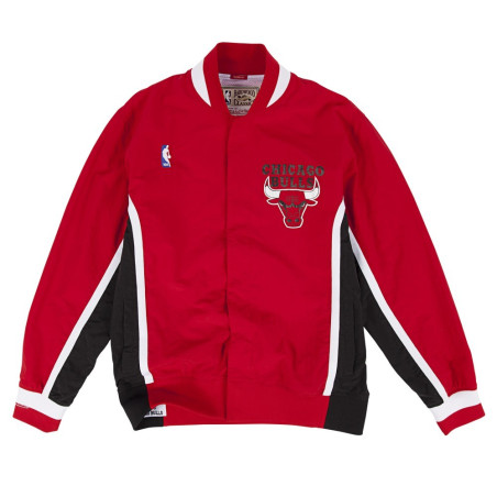 Men's Mitchell & Ness Warm Up Authentic Jacket NBA Chicago Bulls 1992-93 Red