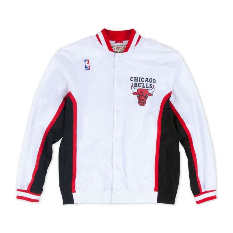 Men's Mitchell & Ness Warm Up Authentic Jacket NBA Chicago Bulls 1992-93 White