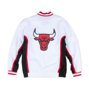 Men's Mitchell & Ness Warm Up Authentic Jacket NBA Chicago Bulls 1992-93 White