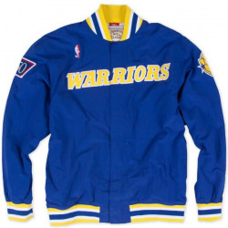 MN-NBA-AUTHWRMUPJKT-GSWAR_Warm up NBA Golden State 1996-97 Warriors Mitchell & Ness Authentic Jacket Bleu pour Homme