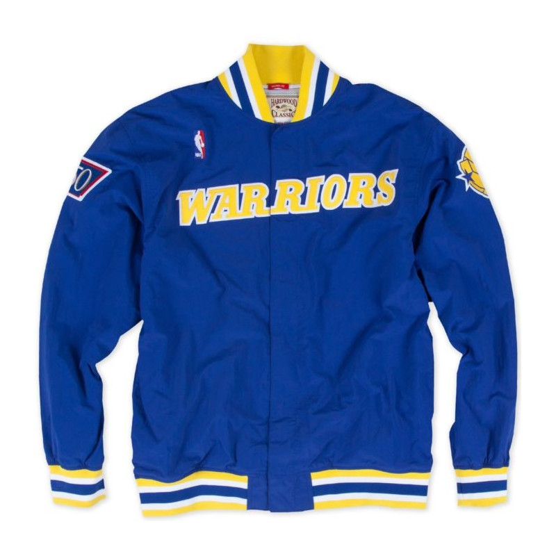 MN-NBA-AUTHWRMUPJKT-GSWAR_Warm up NBA Golden State 1996-97 Warriors Mitchell & Ness Authentic Jacket Bleu pour Homme
