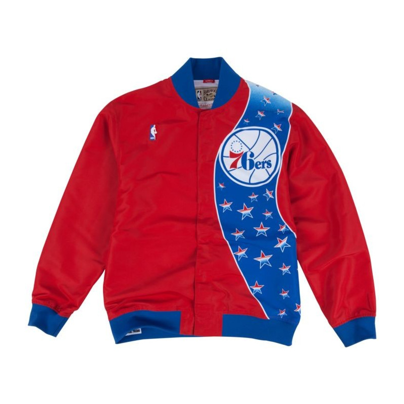 Men's Mitchell & Ness Warm Up Authentic Jacket NBA Philadelphia 76ers 1993-94 red