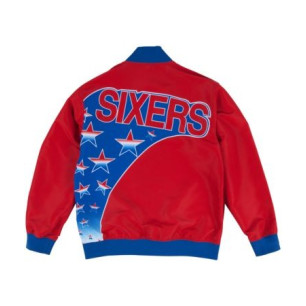 Men's Mitchell & Ness Warm Up Authentic Jacket NBA Philadelphia 76ers 1993-94 red