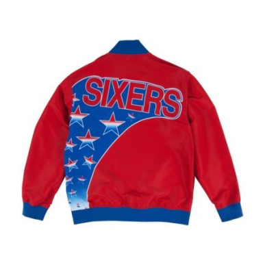 Men's Mitchell & Ness Warm Up Authentic Jacket NBA Philadelphia 76ers 1993-94 red