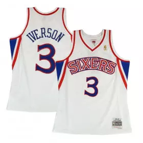 Camiseta NBA Allen Iverson 1996-97 Philadelphia Sixers Home Road Mitchell & Ness Hardwood Classic Swingman Blanca