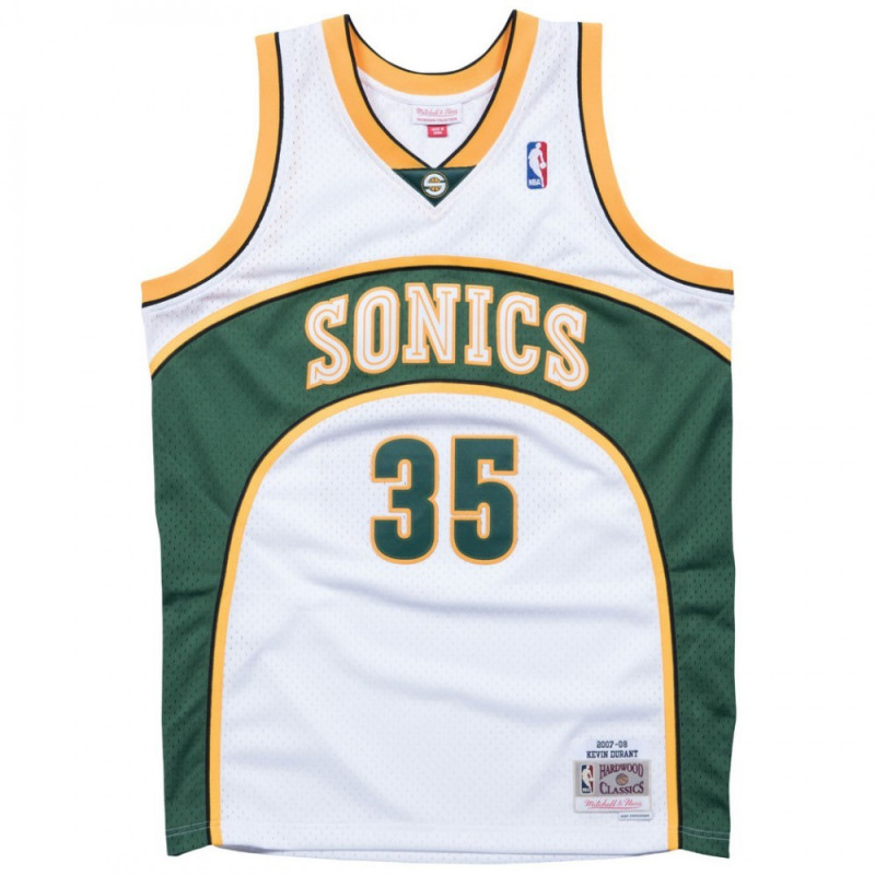 Maillot NBA Kevin Durant BA84SV-SSU-W-C8Y_Seattle Supersonics 2007-08 Mitchell & ness Hardwood Classic Blanc