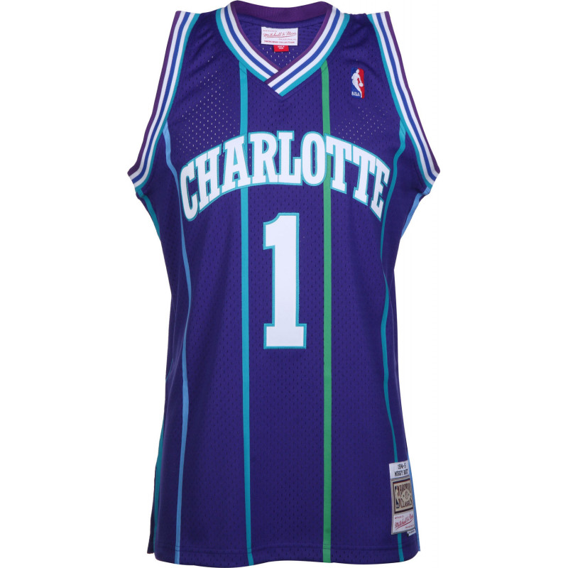 Maillot NBA Muggsy Bogues Charlotte Hornets 1992-93 Mitchell & ness Hardwood Classic swingman Bleu
