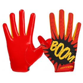 Gants de football américain Cutters S252 Edition Limitée "Boom" Rouge pour receveur