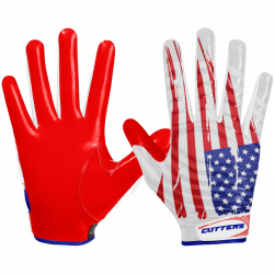 Gants de football américain Cutters S252 Edition Limitée "USA" Rouge pour receveur