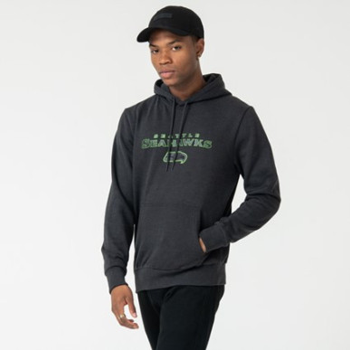 12123840_Sweat à capuche NFL Seattle SeaHawks New Era Pullover Hoody Gris foncé pour homme
