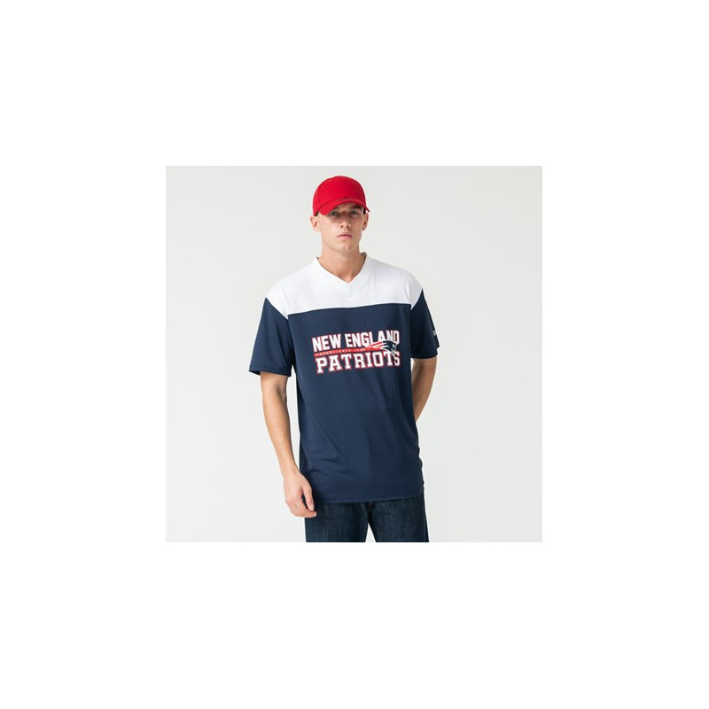 T-shirt NFL New England Patriots New Era Stacked Wordmark Oversized Azul para hombre