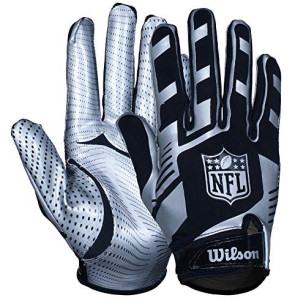 Gants de Football Américain Wilson NFL Stretch Fit receveur Noir Argent