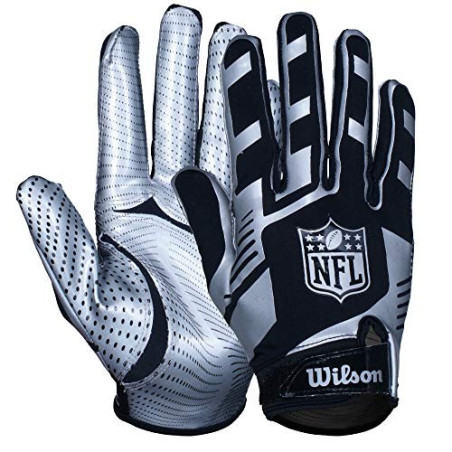 Guantes de futbol americano NFL Stretch Fit para receiver negro Silver