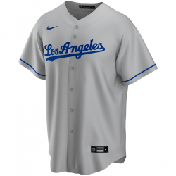 T770-LDGR_Maillot de Baseball MLB Los Angeles Dodgers Nike Replica Road Gris pour Homme
