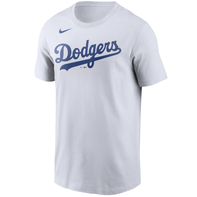 N19910ALDM3X_T-Shirt MLB Los Angeles Dodgers Nike Wordmark Blanc pour Homme
