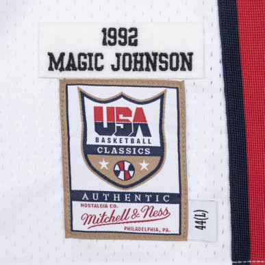 Camiseta NBA Magic Johnson Team USA 1992 Mitchell & ness Authentico blanco