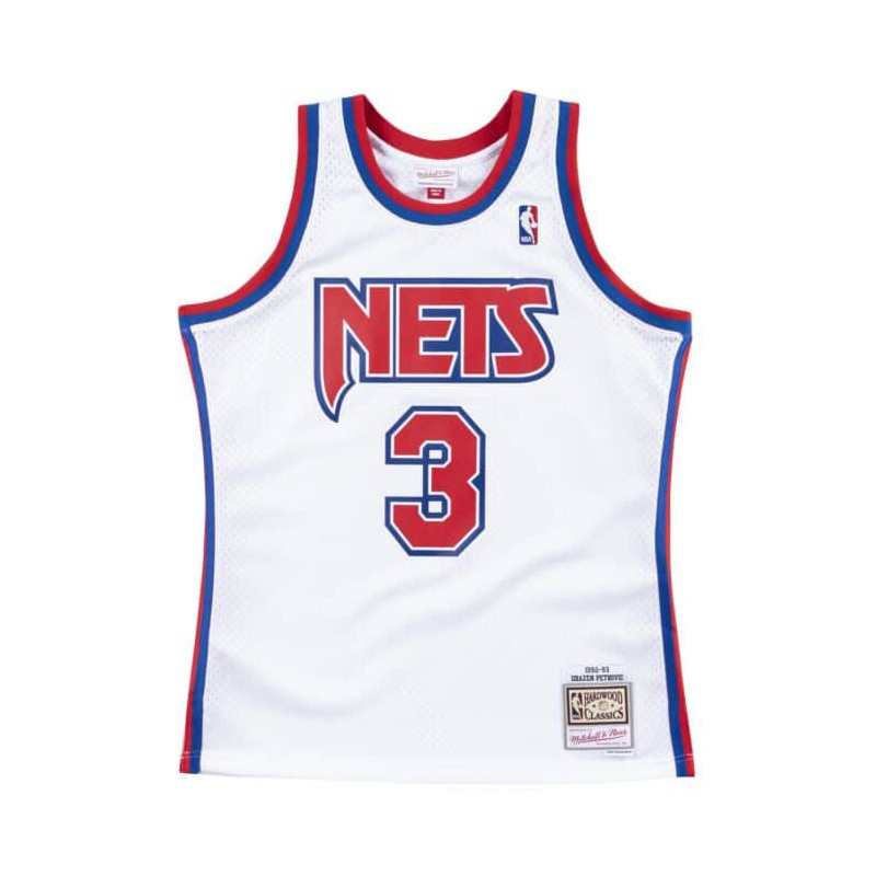 Maillot NBA swingman Dražen Petrović New Jersey Nets 1992-93 Hardwood Classics Mitchell & ness Blanc