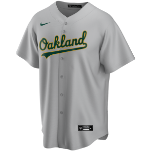T770-FZGR_Maillot de Baseball MLB Oakland Athletics Nike Replica Road Gris pour Homme