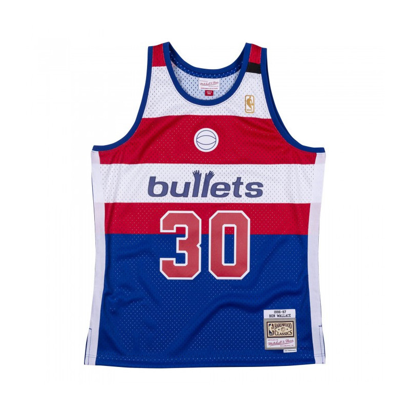 jefe Indígena Simposio Camiseta NBA Ben Wallace Washington Bullets 1996-97 Mitchell & ness  Hardwood Classics azul