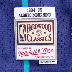 Maillot NBA Alonzo Mourning Charlotte Hornets 1994-95 Mitchell & ness Hardwood Classic swingman Bleu marine
