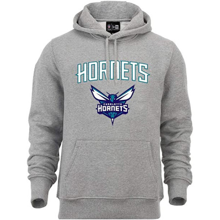 Sweat à Capuche NBA Charlotte Hornets New Era Team logo Gris pour Homme