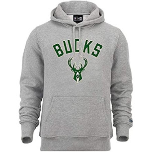 Men's New Era team logo PO Hoody NBA Milwaukee Bucks grey