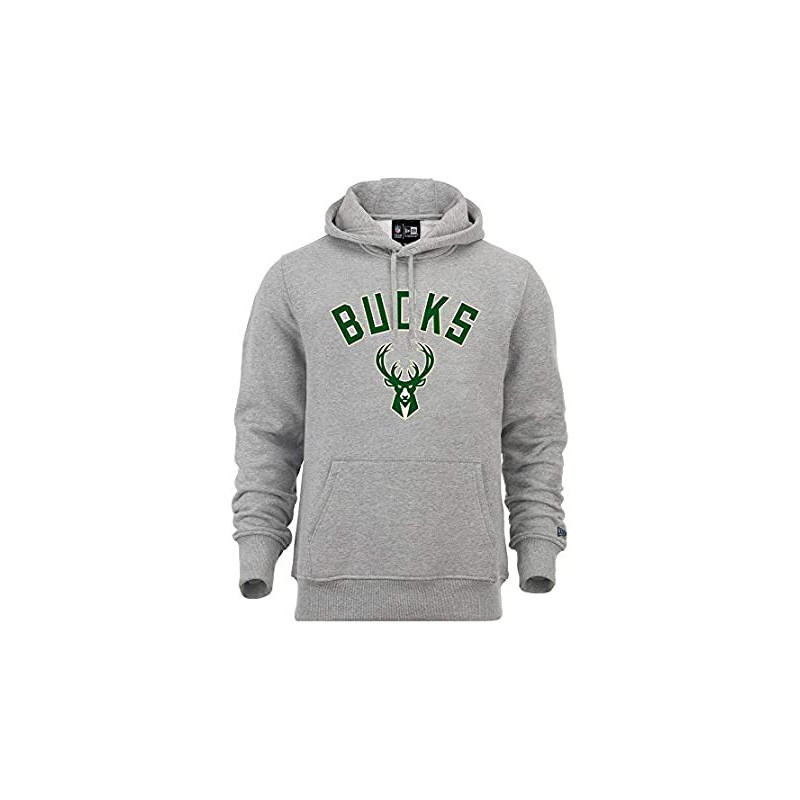 Men's New Era team logo PO Hoody NBA Milwaukee Bucks grey