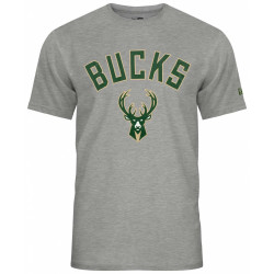 T-Shirt NBA Milwaukee Bucks New Era Team logo Gris