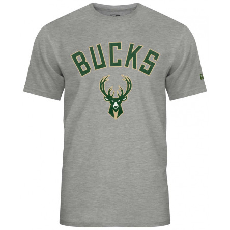 Men's New Era Team logo t-shirt NBA Milwaukee Bucks Grey