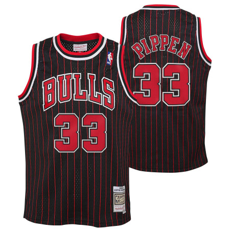 Kid's Mitchell & Ness Hardwood Classic NBA Jersey Scottie Pippen Chicago Bulls 1995 Black Striped