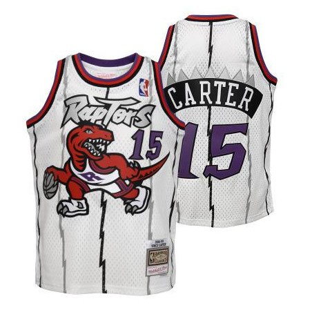 Para aumentar Condensar Picante Camiseta NBA Vince Carter Toronto Raptors 1998 Mitchell & Ness Hardwood  Classic Blanco para niños