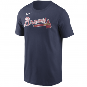 T-Shirt MLB Atlanta Braves Nike Wordmark Bleu marine pour Homme